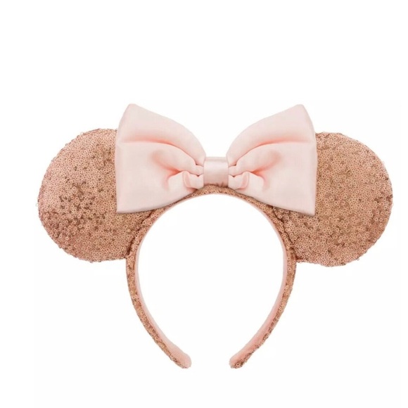 Disney Accessories - Shanghai Disneyland Resort Pink Rose Gold/Copper Sequin Minnie Ears Headband
